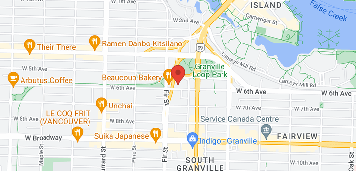 map of 705 1565 W 6TH AVENUE
